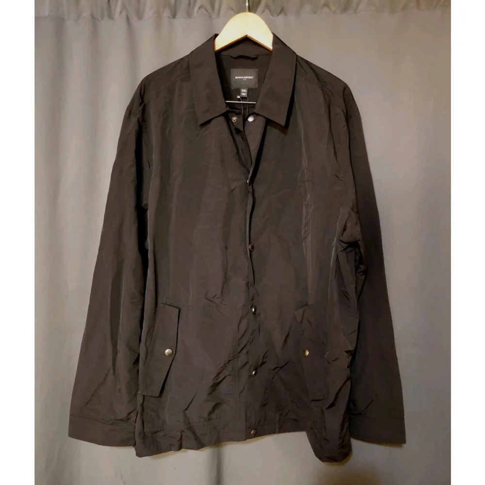 Banana Republic Jacket Full Zip Lightweight Snap Button Black Coat Size XXL NWT